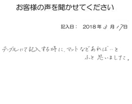 2018年3月17日のお客様の声